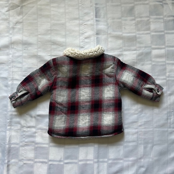 George Baby plaid Sherpa Lined Button Closure Shacket Jacket - Picture 8 of 9